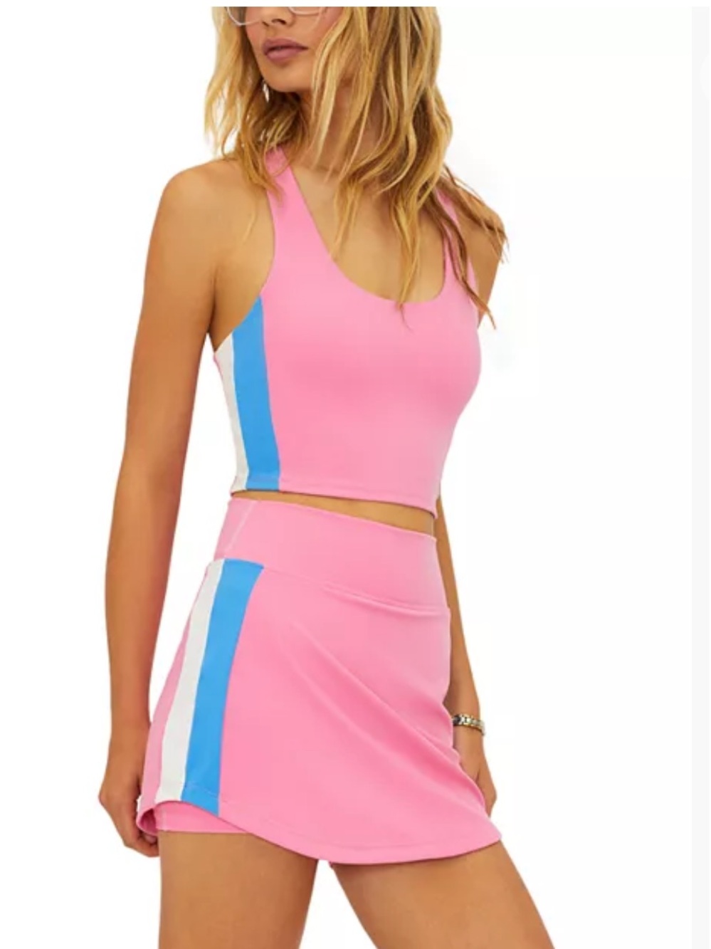 Beach Riot Color Block Yara Crop Top Pink   Size Small